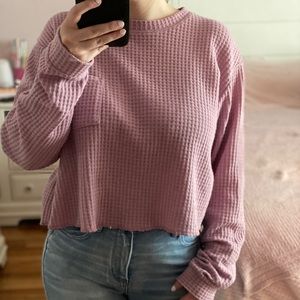 Wild Fable Crop Waffle Knit Crop Long Sleeve M